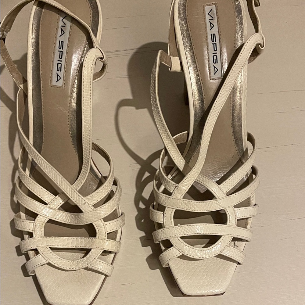 Via Spiga Women's Beige Strappy Heels